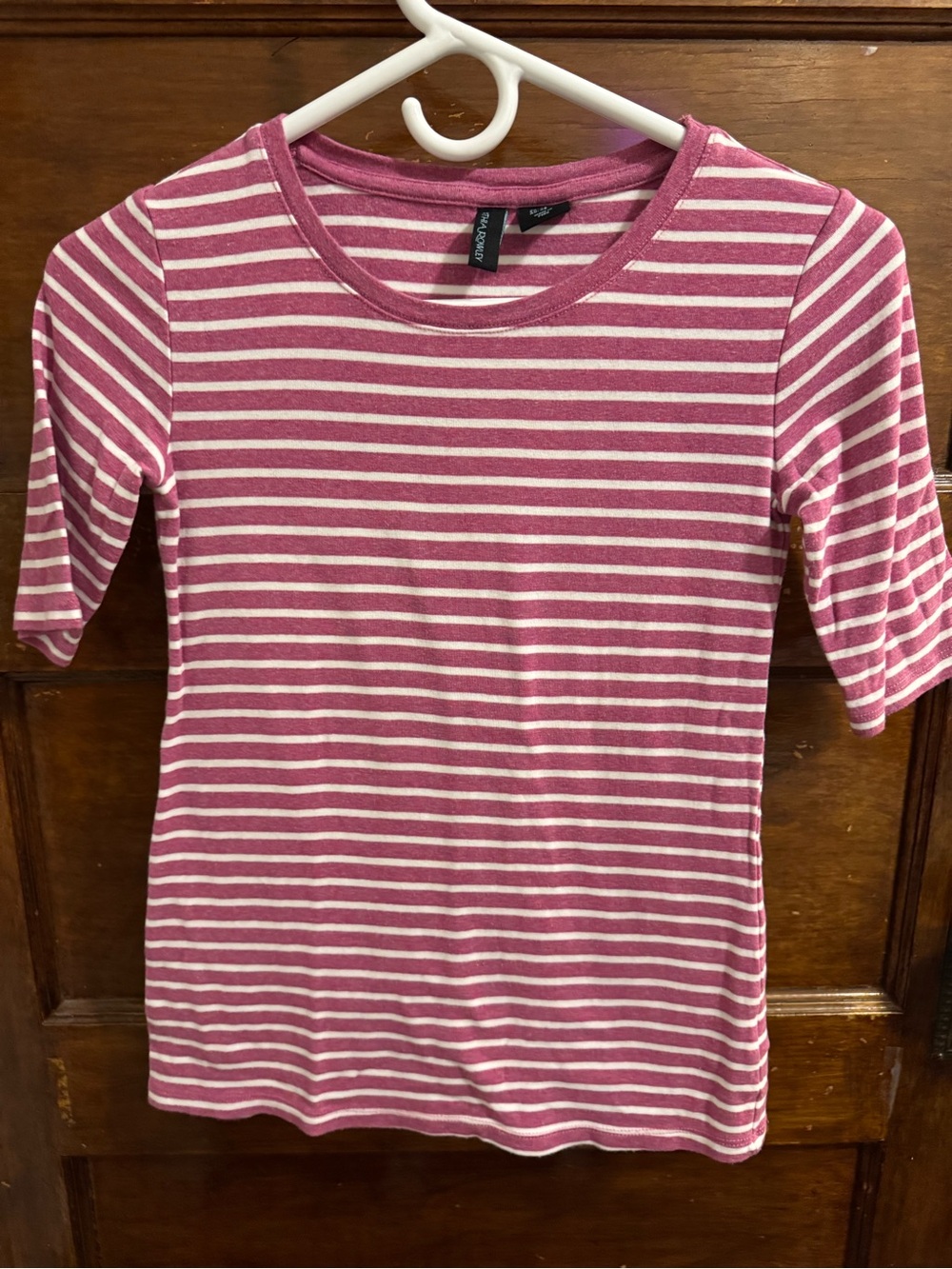 Cynthia Rowley Pink & White Striped Short Sleeve Tee